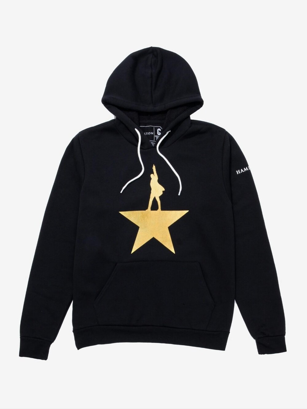 RARE Official Hamilton Broadway Musical Star Hoodie ✨ Black Gold Graphic Size XL